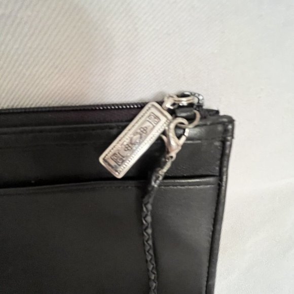 Brighton Geometric Beaded Bag Black Leather Braided Shoulder Strap Approx 5x5” - Picture 7 of 12